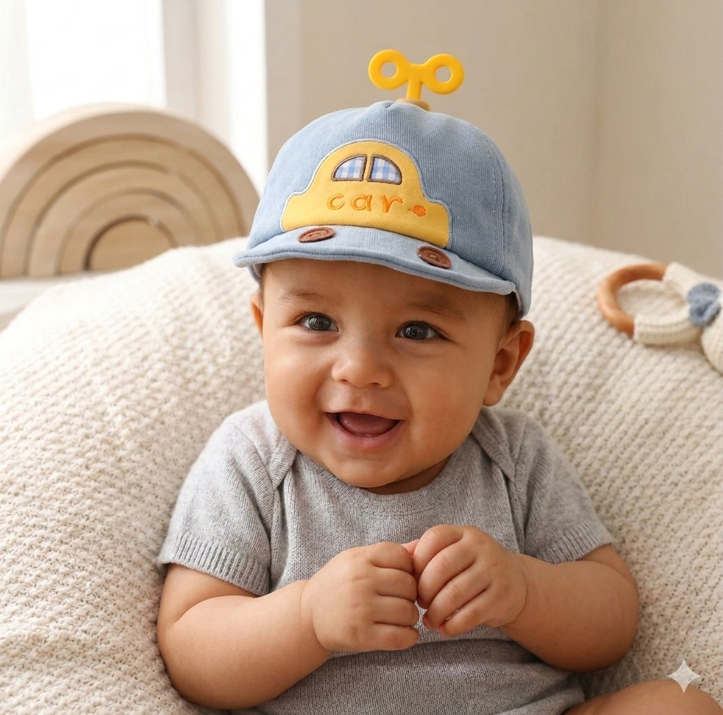 Vroom Car Blue Baby Cap