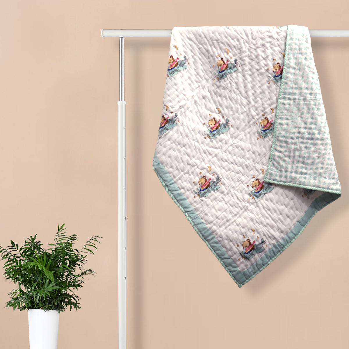 Bears And Stars Quilted Thick Blanket