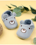 Bear Elastic Baby Booties - Blue