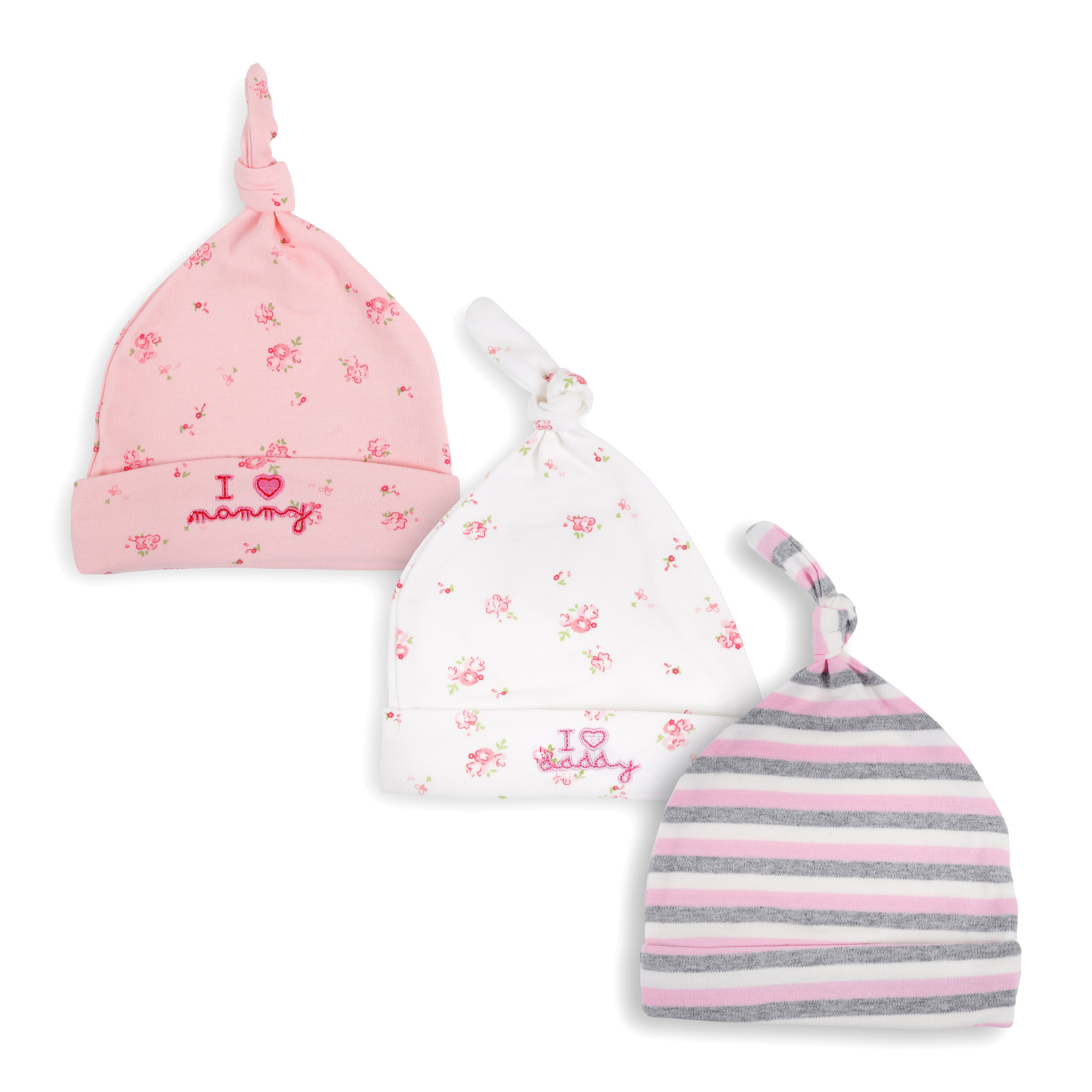 Little miss floral knotted Baby Caps - Pack of 3