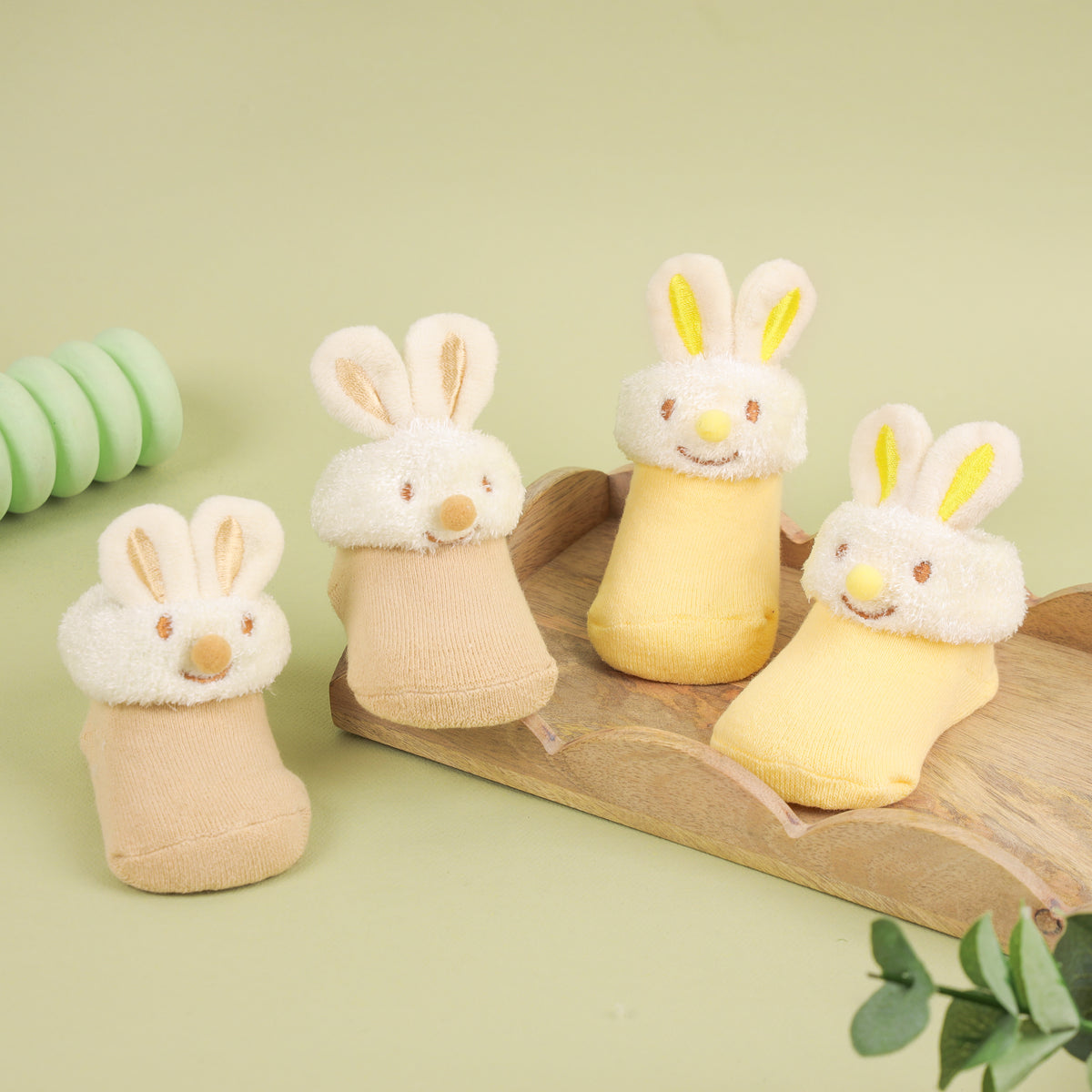 Yellow Bunny Friends 3D Baby Socks - 2 pack