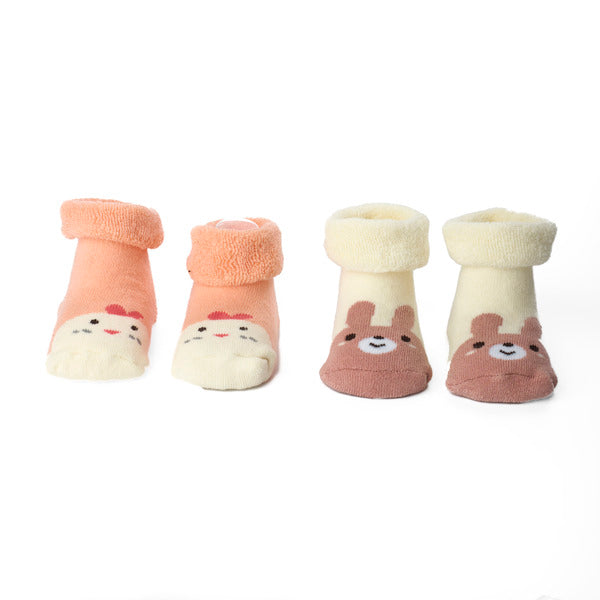 Cute Animals Flat Baby Socks - Pack of 2