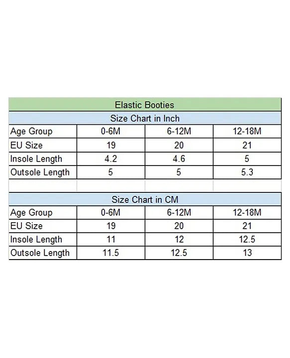 Crawling Shoes For Babies Chart