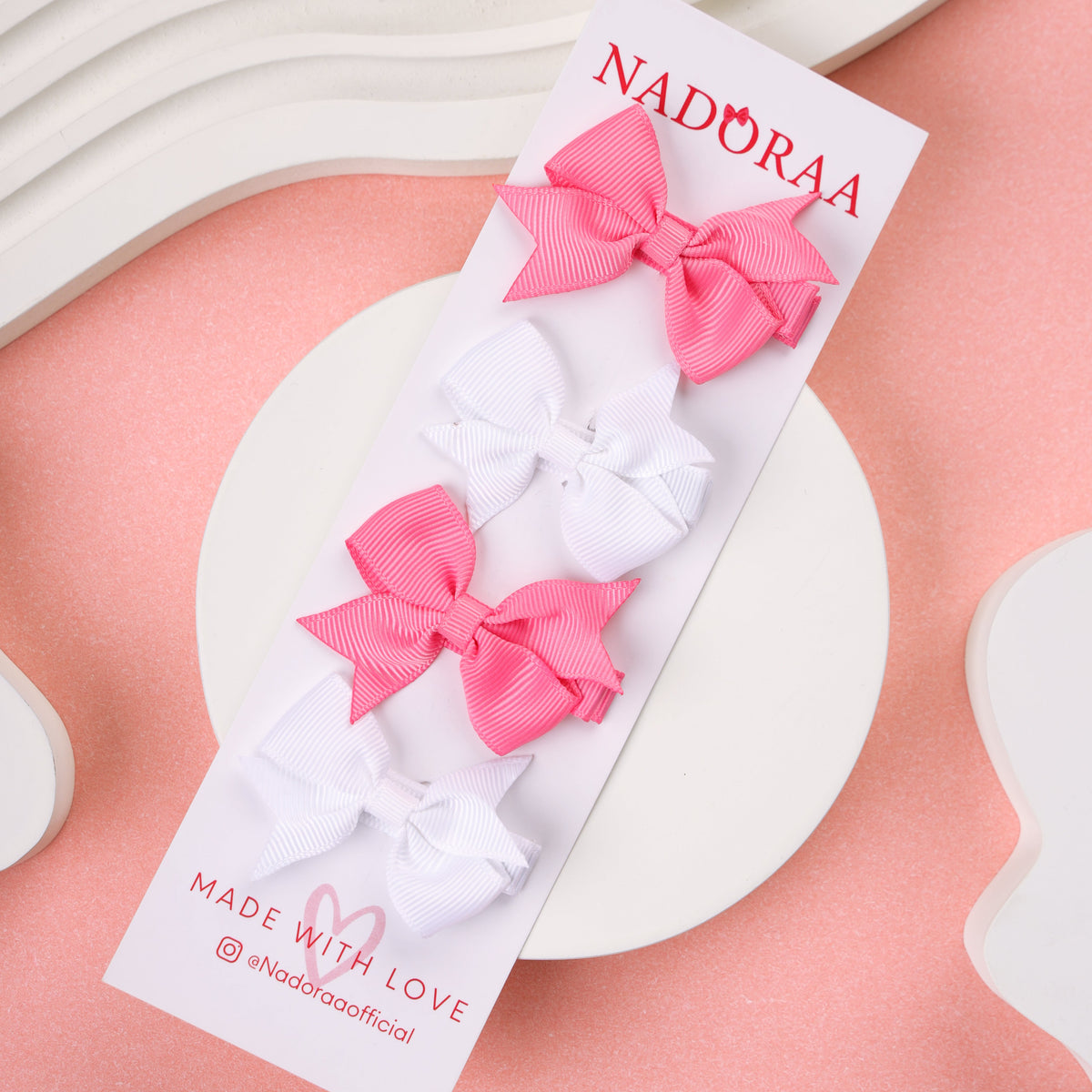 White and Hot Pink Locks Baby Hairclips