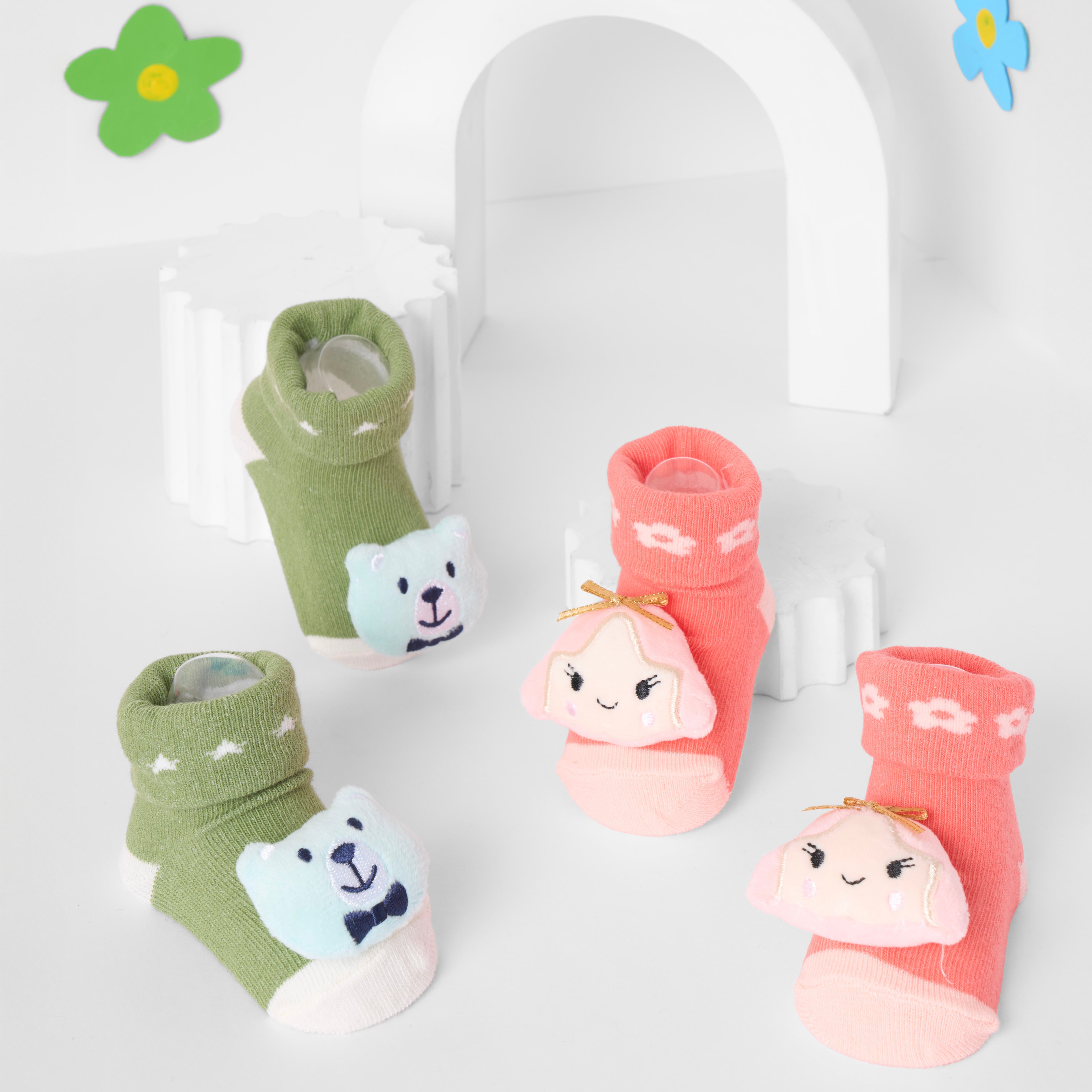 Bows and Giggles 3D Baby Socks - Pack of 2