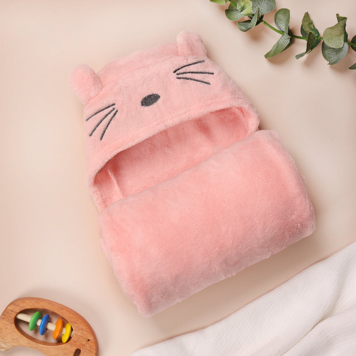 Cutie Kitty Hooded Baby Blanket
