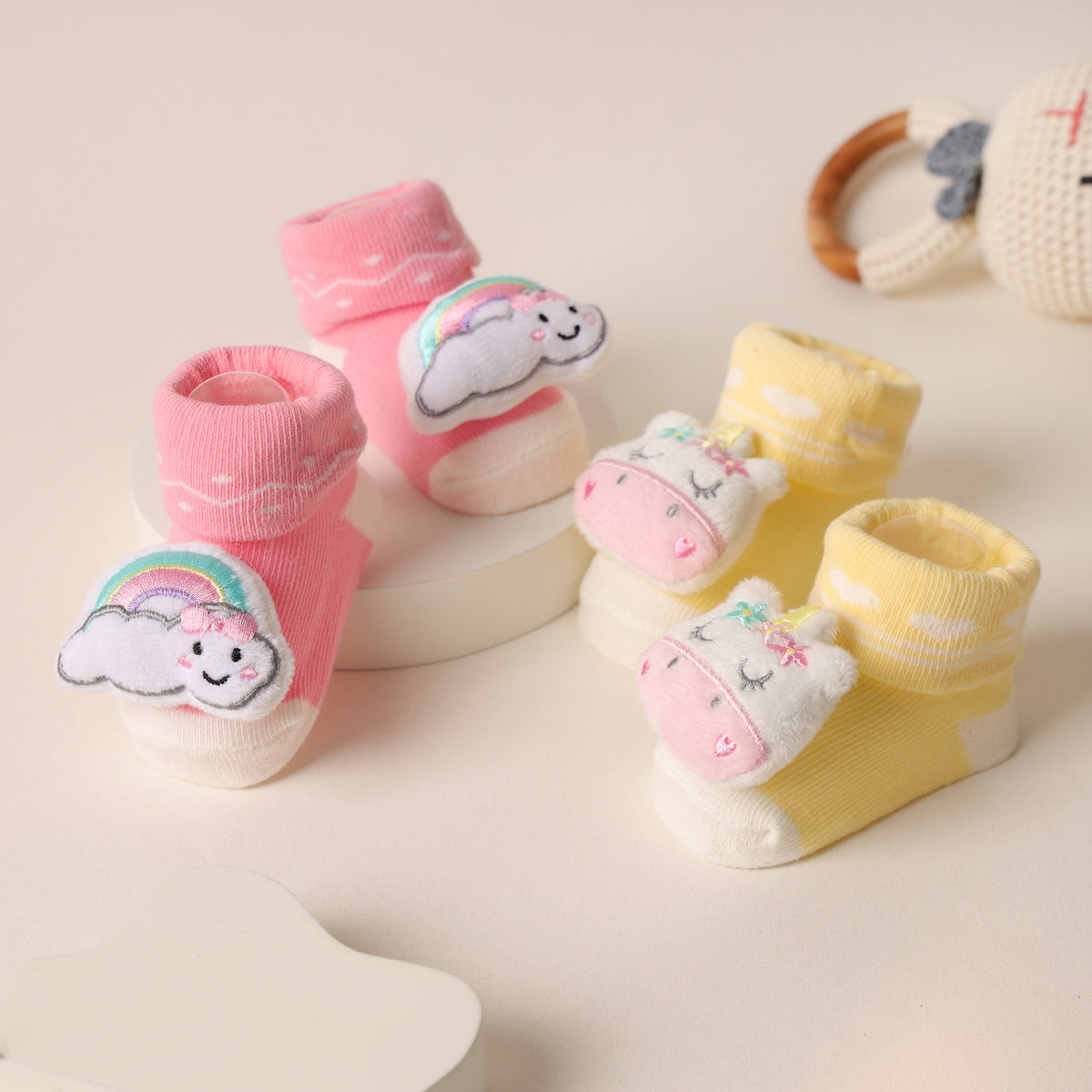 Unicorn rainbow Bliss 3D Baby Socks - Pack of 2