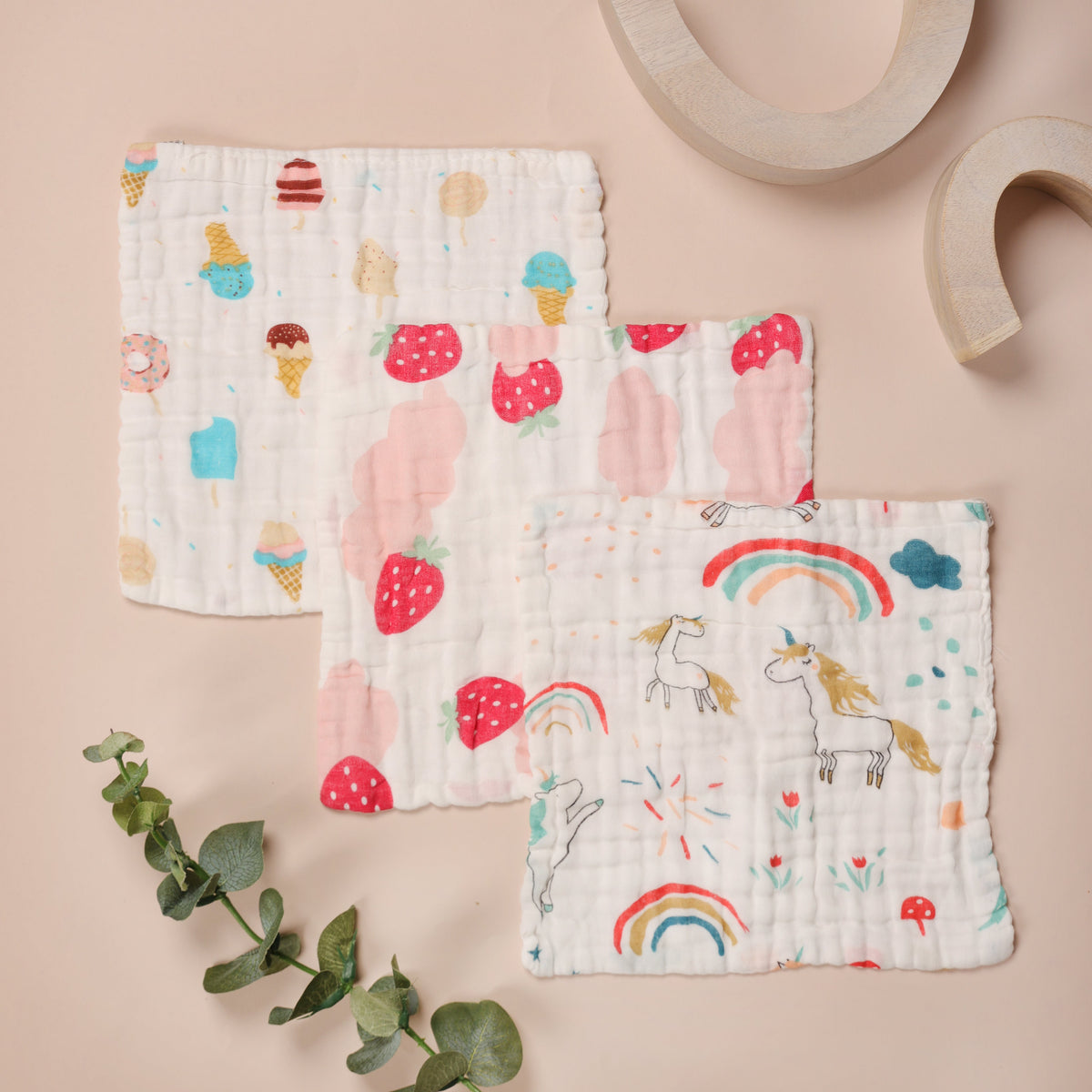 Candy Land Baby Wash Cloths (Pack of 3)