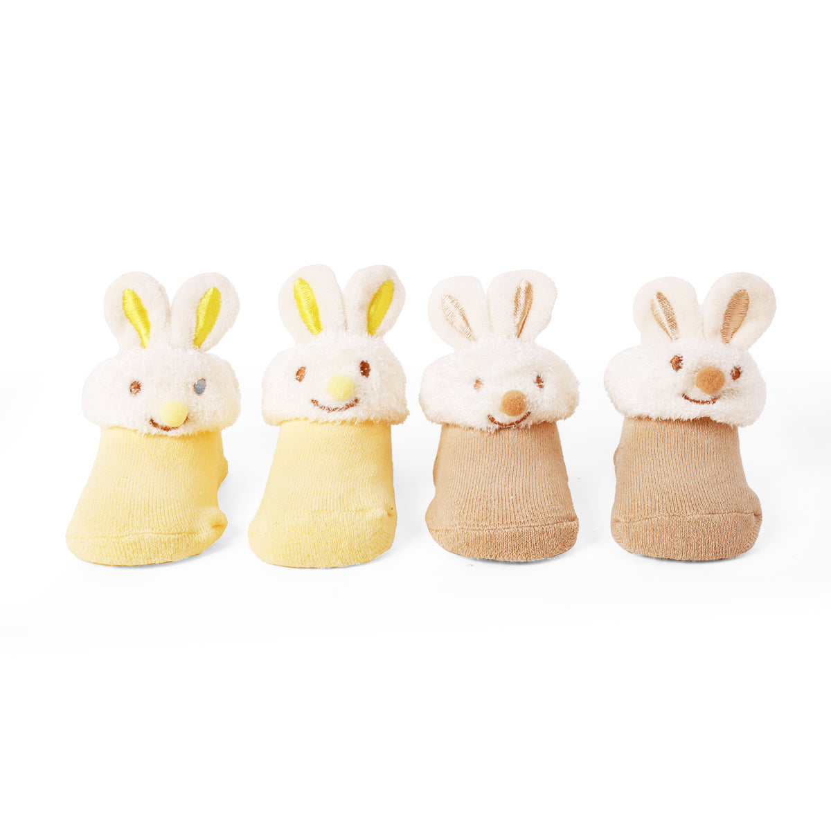 Yellow Bunny Friends 3D Baby Socks - 2 pack