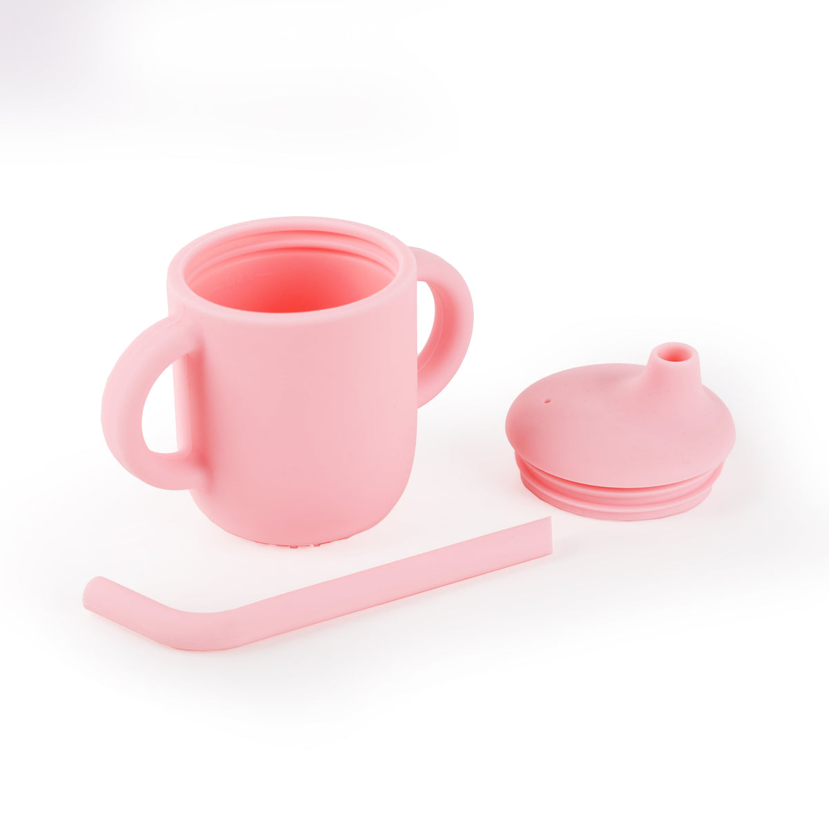 Silicone Pink Sipper Cup with Straw