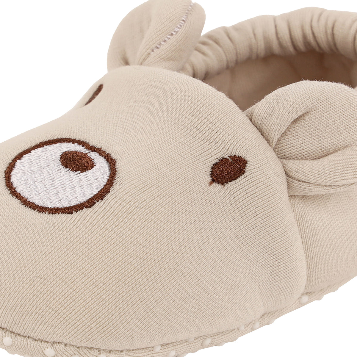 Creamy Bear Elastic Booties For Baby