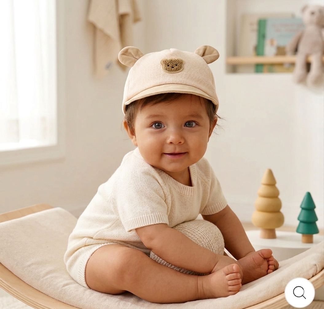 Little Cream Bear Cap