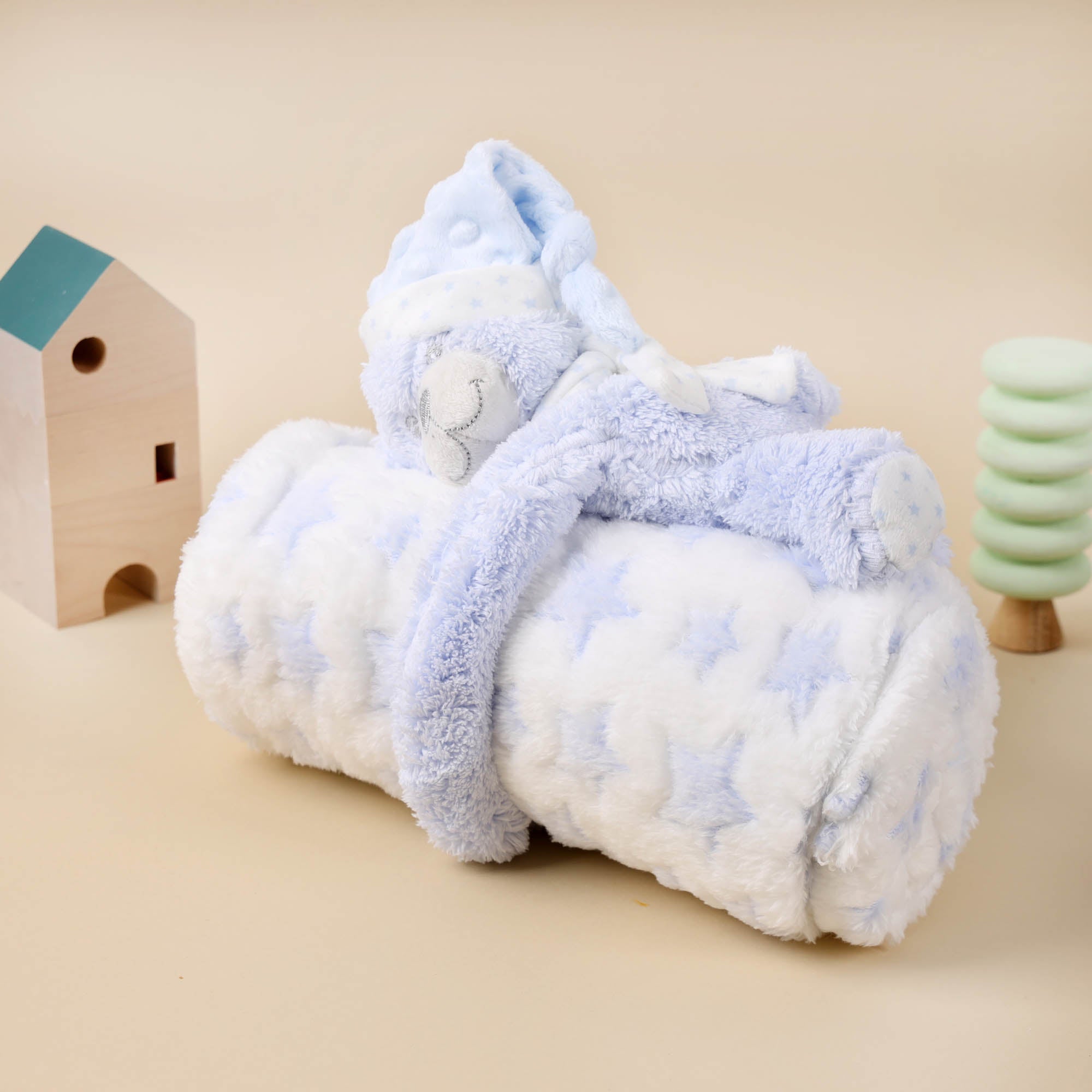 Blue Bear Toy Baby Blanket