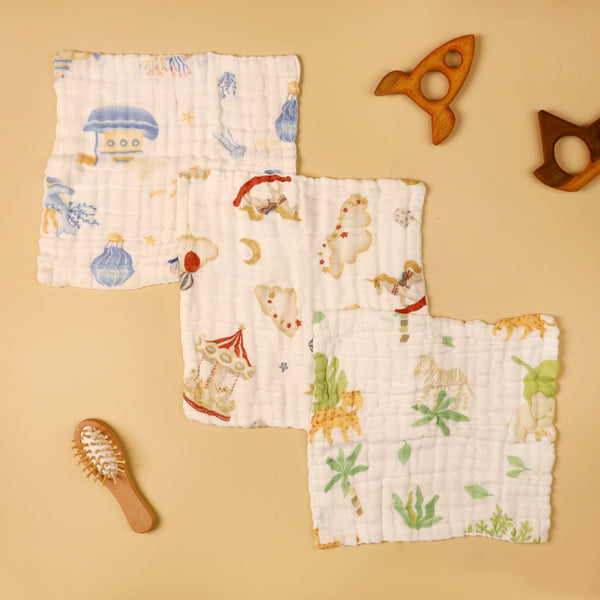 Wild Explorers Baby Wash Cloth (Pack of 3)