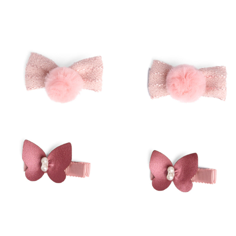 Flutter and Bow Baby Hair Clips (Set of 4)