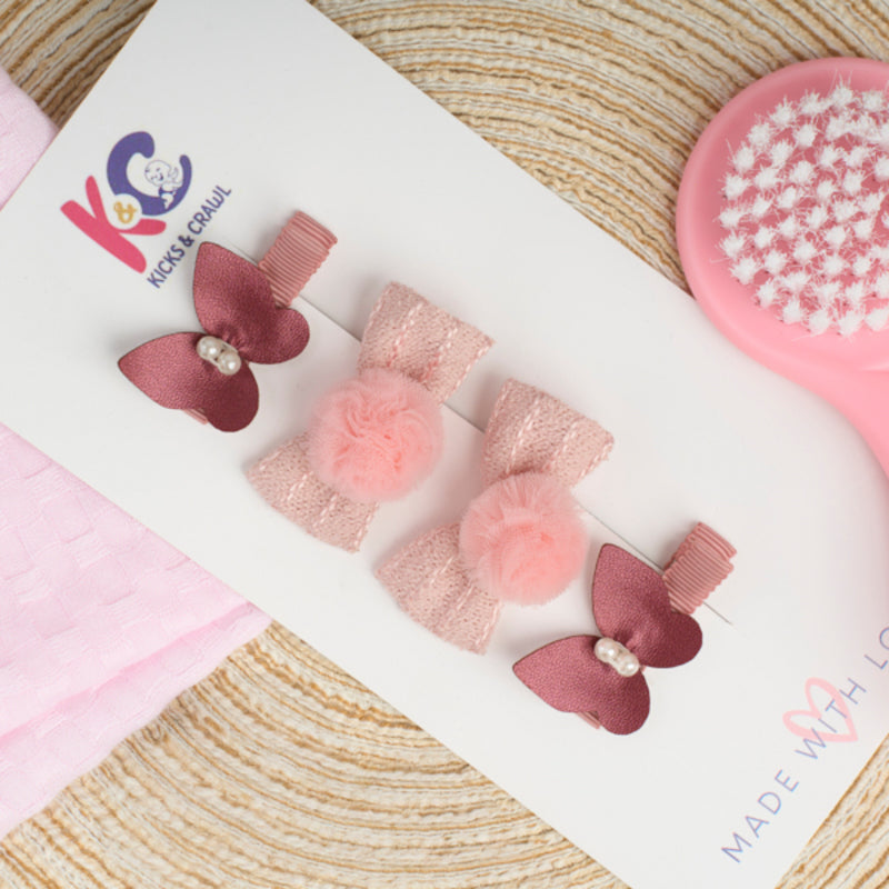 Flutter and Bow Baby Hair Clips (Set of 4)