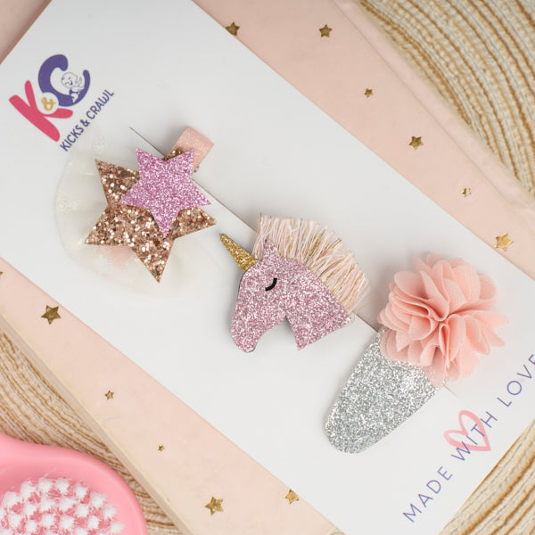 Stardust Unicorn Baby Clips (Set of 3)