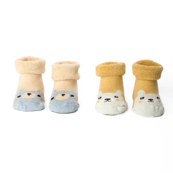 Cuddles and Bear Flat Baby Socks - Pack of 2