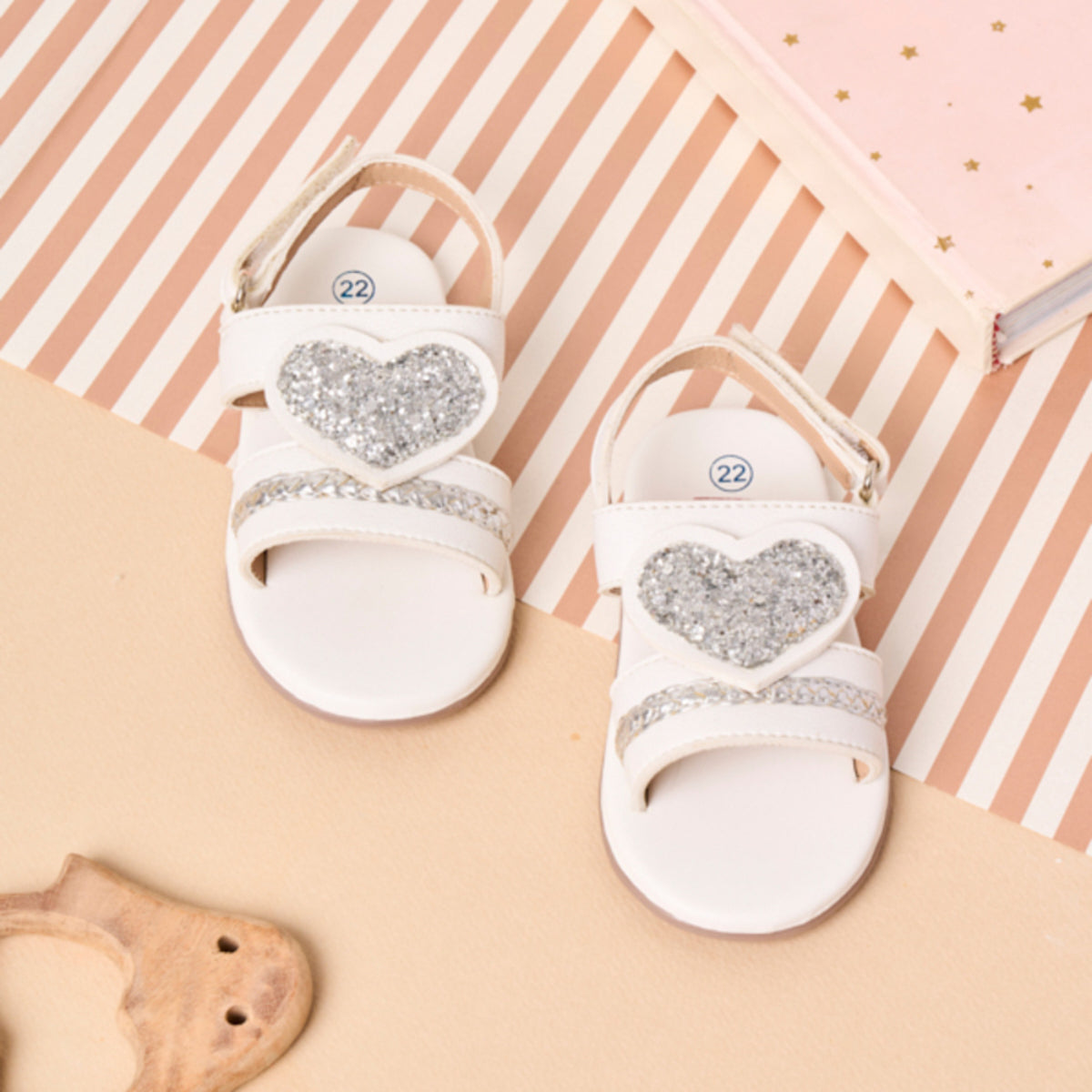 Silver Heart Baby Sandals