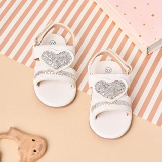 Silver Heart Baby Sandals