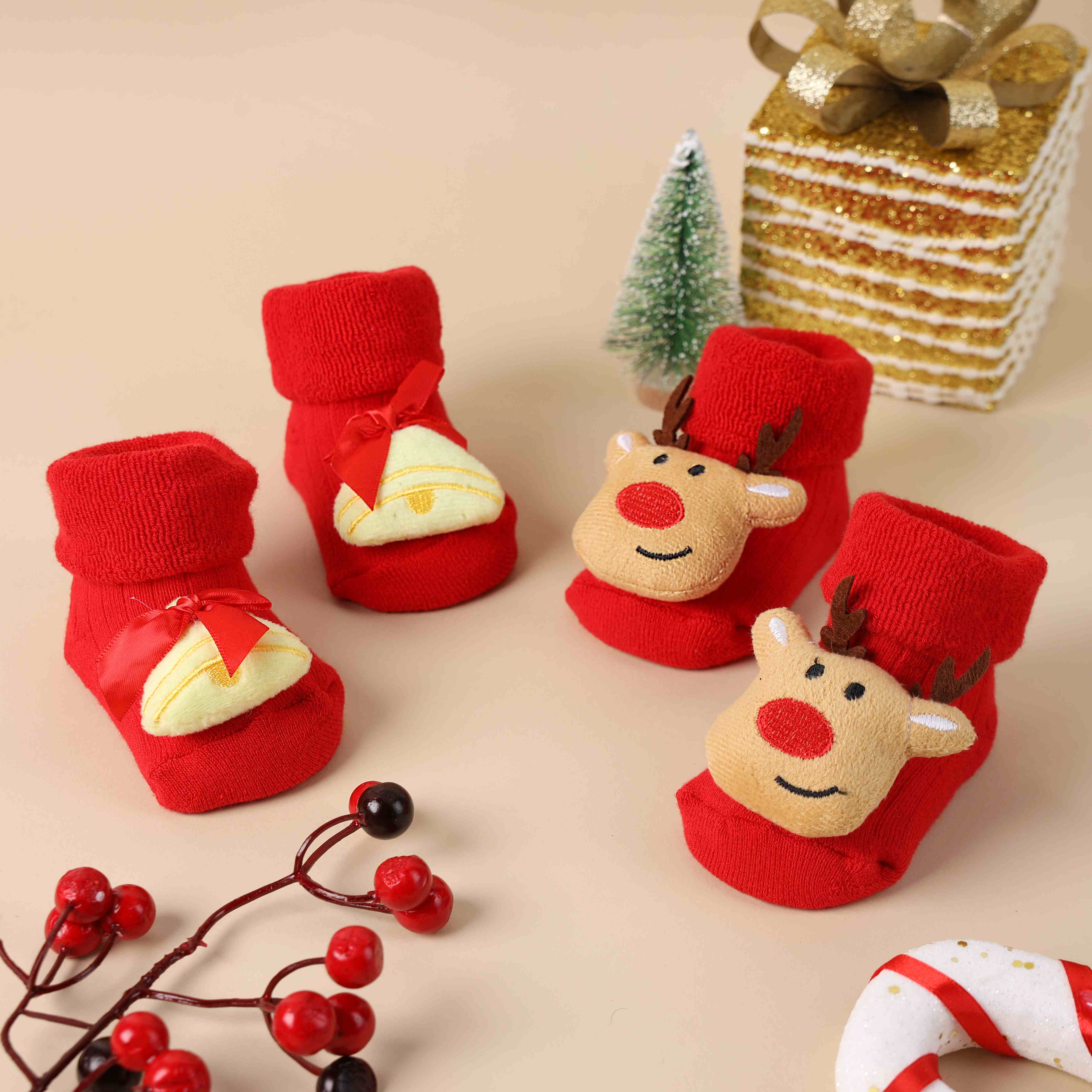 Holly Jolly 3D Baby Socks - Pack of 2