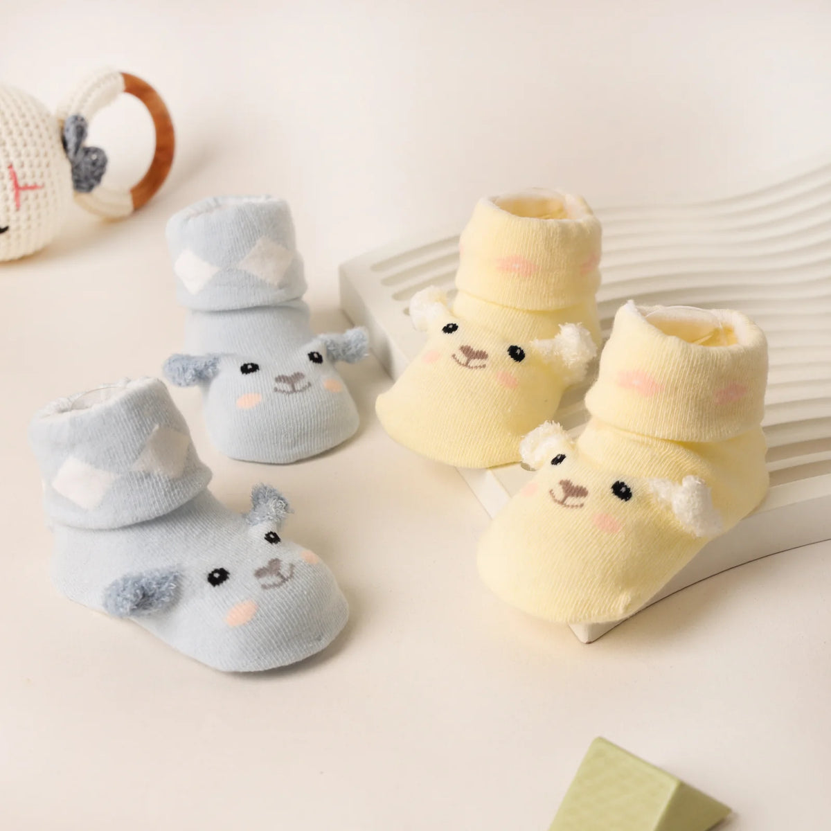 Little Piggies Yellow and Sky Blue Baby Socks (Pack of 2)