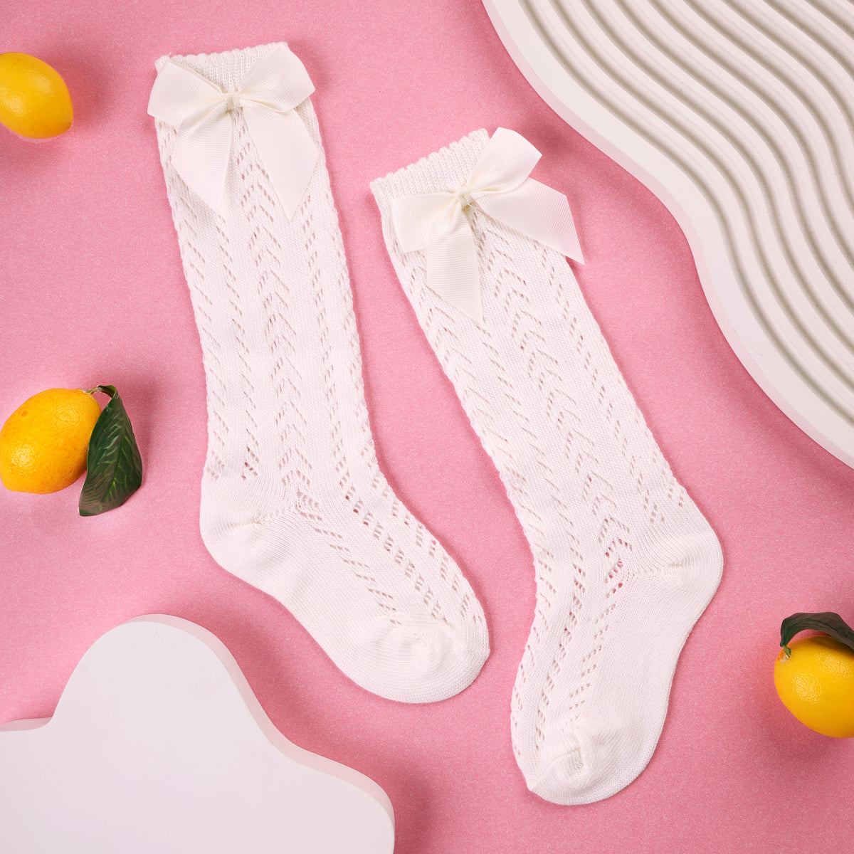 Off White Baby Bow Stockings