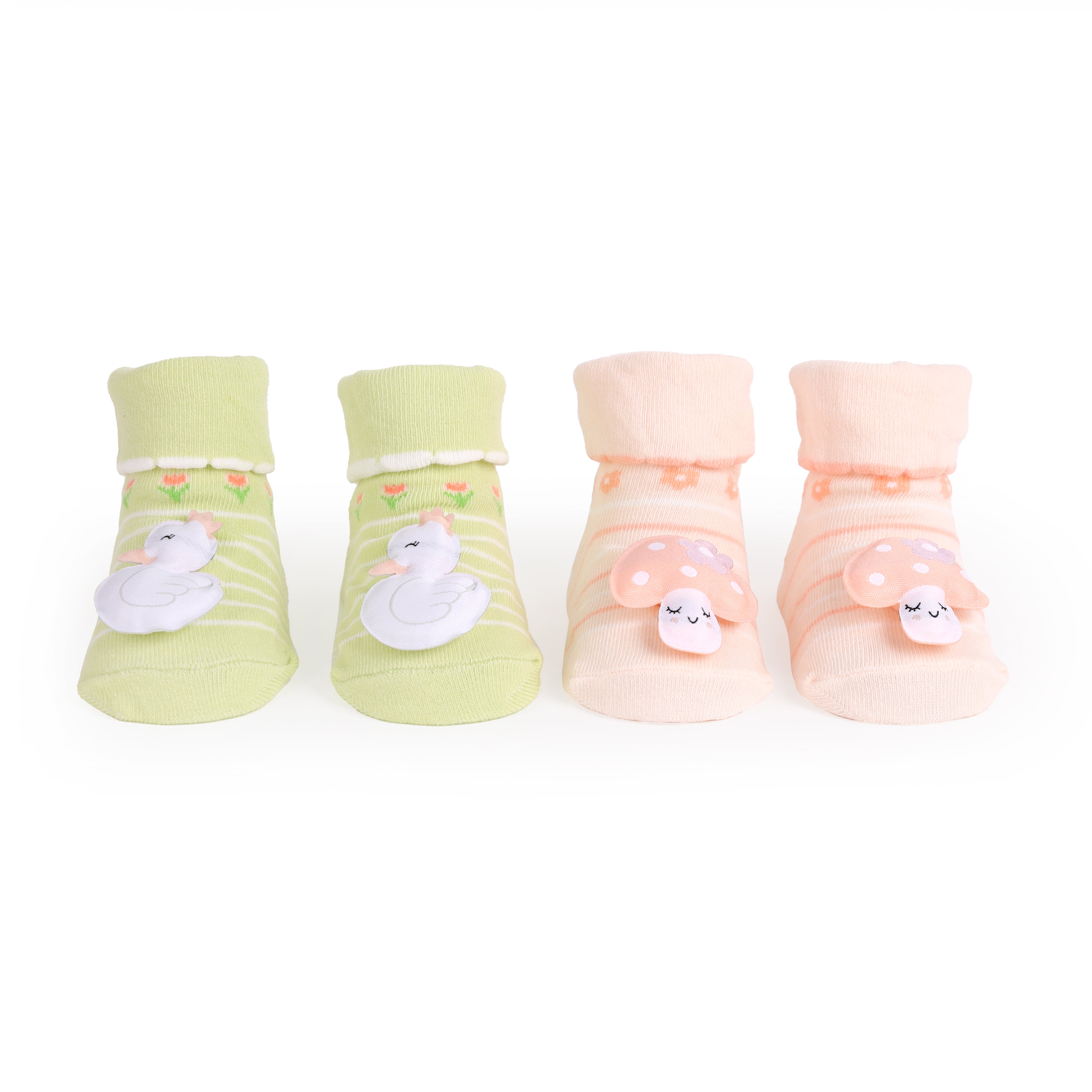 Swans and Shrooms 3D Baby Socks - Pack of 2