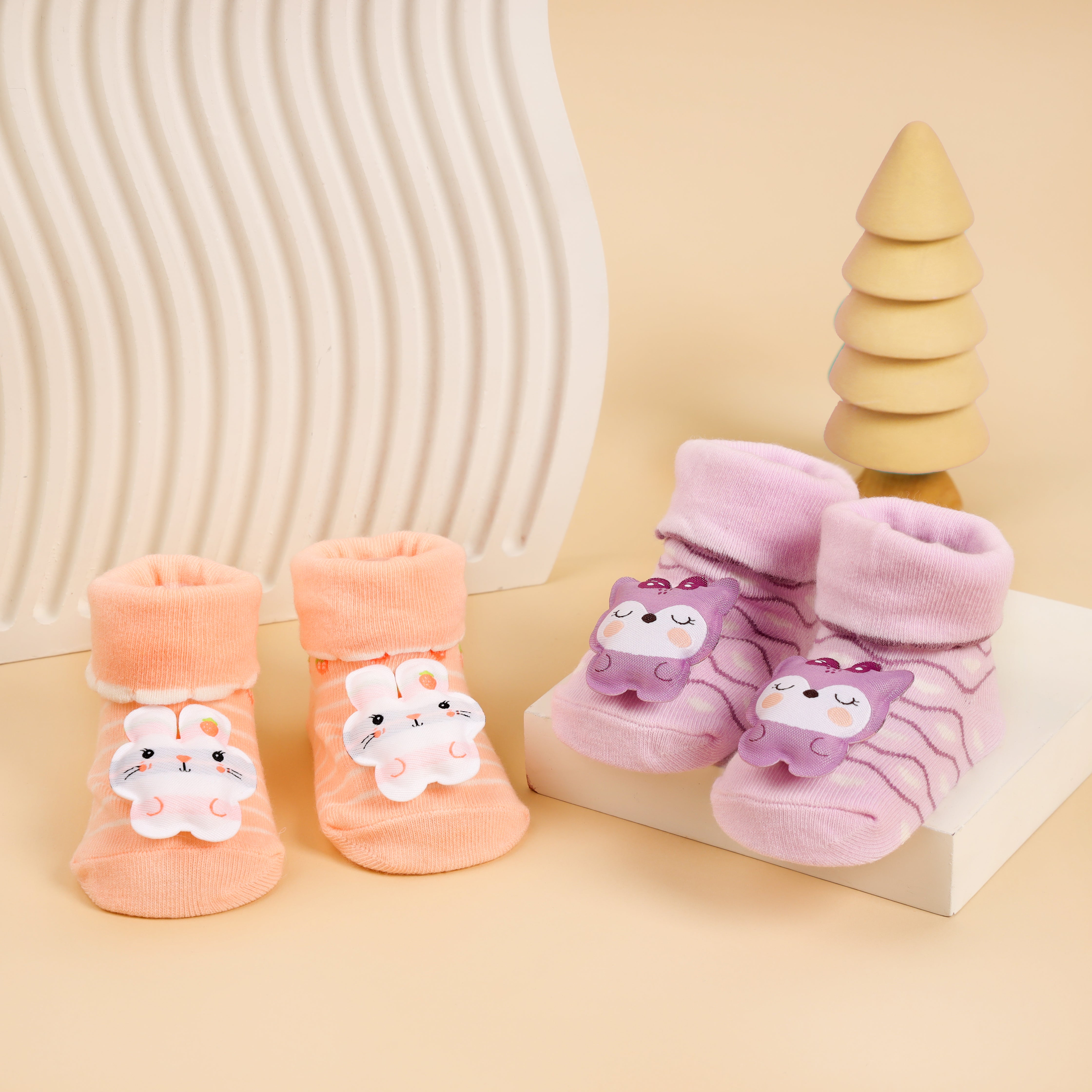 Whiskers and Ears 3D Baby Socks - Pack of 2