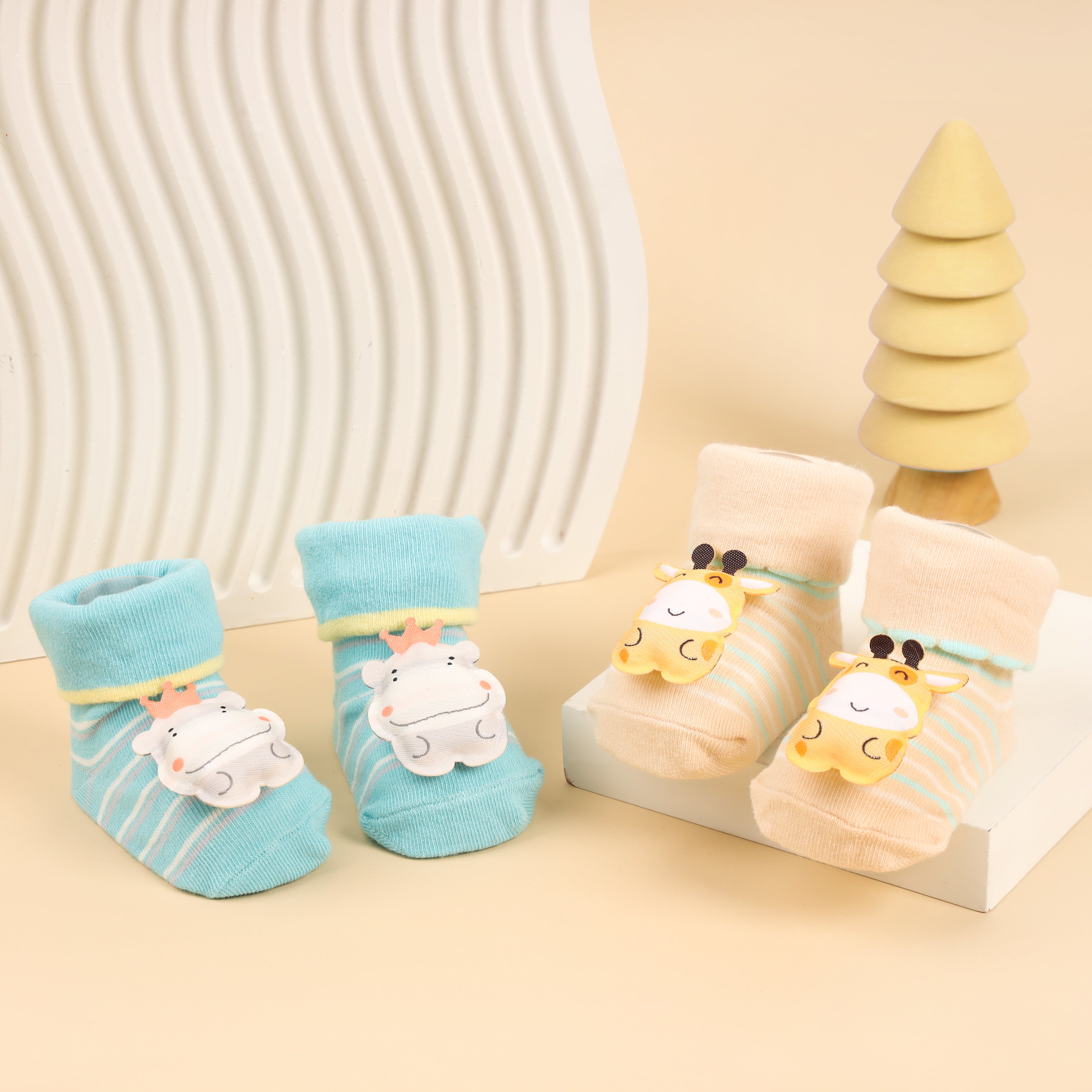 Jungle Buddies 3D Baby Socks - Pack of 2