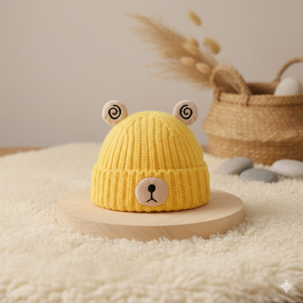 Cozy Bear Baby Beanie - Yellow