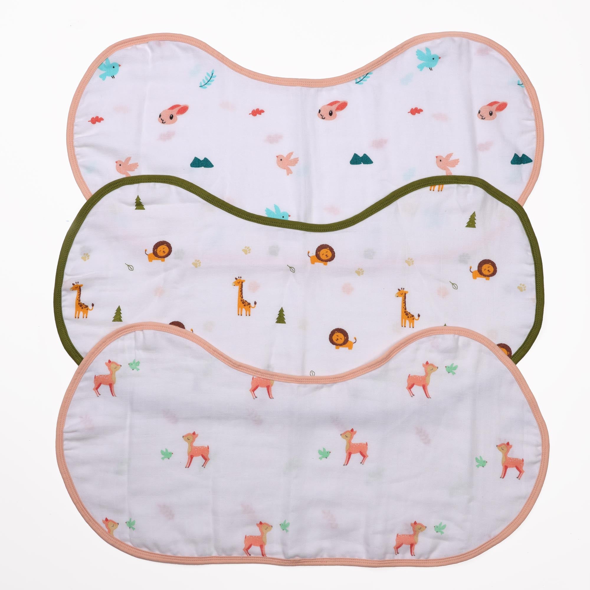 Fun in Forest Reversible Organic Burp Cloth Bibs - 3 pack