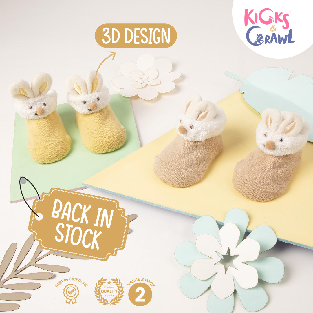 Yellow Bunny Friends 3D Socks